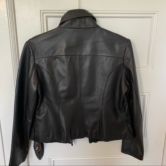 Saks Fifth Avenue Black Leather Jacket XL - Picture 2 of 8